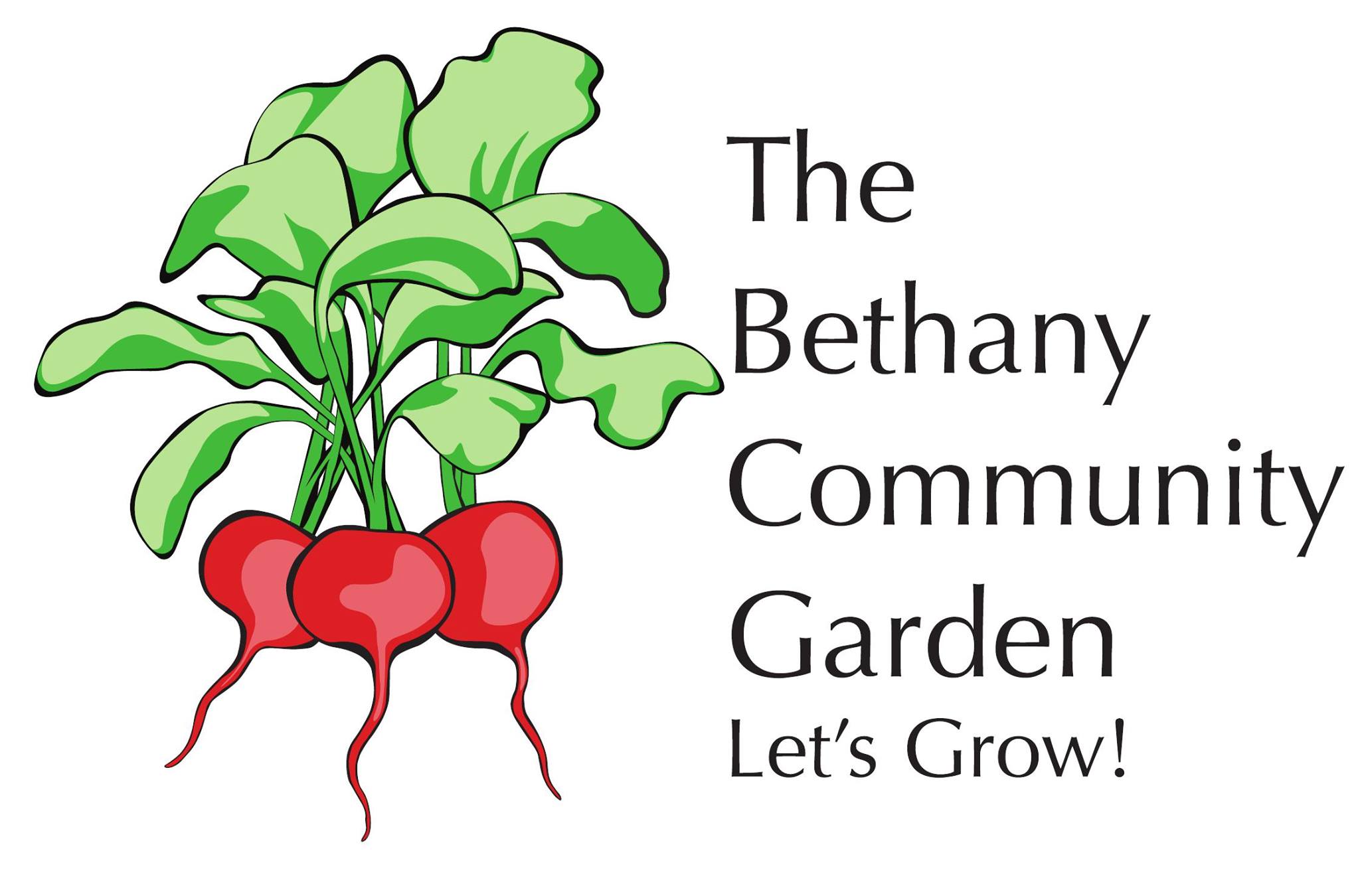 bethany community garden logo with 'lets grow!' slogan