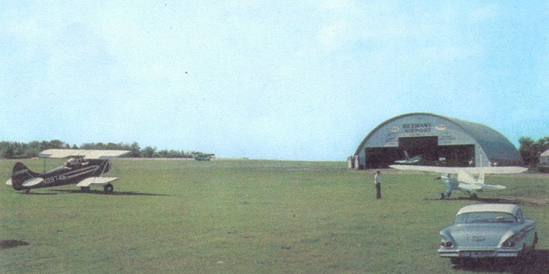 bethany airport hangar and biplane