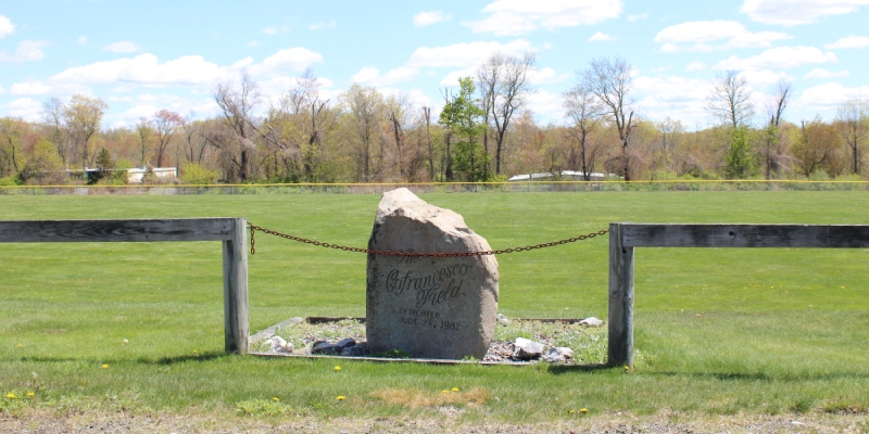 stone monument that reads The Cofrancesco Field, dedicated June 26, 1982